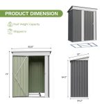 Patiowell 5x3 Metal Shed with Floor Frame, Gray - Image 3