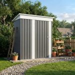 Patiowell 5x3 Metal Shed with Floor Frame, Gray - Image 7