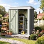 Patiowell 5x3 Metal Shed with Floor Frame, Gray - Image 2