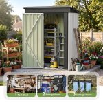 Patiowell 5x3 Metal Shed with Floor Frame, White - Image 6