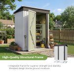 Patiowell 5x3 Metal Shed with Floor Frame, White - Image 5