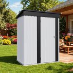 Patiowell 5x3 Metal Shed with Sloped Roof and Lockable Door (White) - Image 8