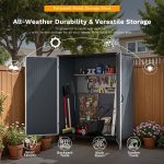 Patiowell 5x3 Plastic Outdoor Storage Shed with Lockable Door, Dark Gray - Image 6