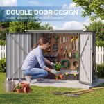 Patiowell 5x2.6ft Trash Can Storage Shed Metal Shed with Double Doors, Black - Image 6