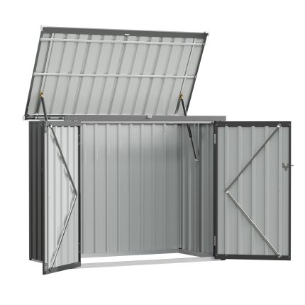 Patiowell 5x2.6ft Trash Can Storage Shed Metal Shed with Double Doors, Black
