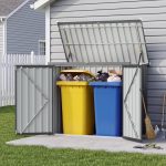 Patiowell 5x2.6ft Trash Can Storage Shed Metal Shed with Double Doors, Black - Image 2