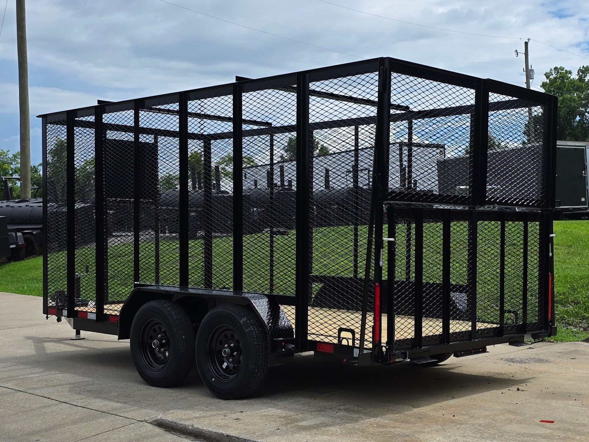6.4x14 Straight Deck Utility Trailer 6ft Mesh Sides with (2) 3,500lb Axles-Without Roof - Image 11