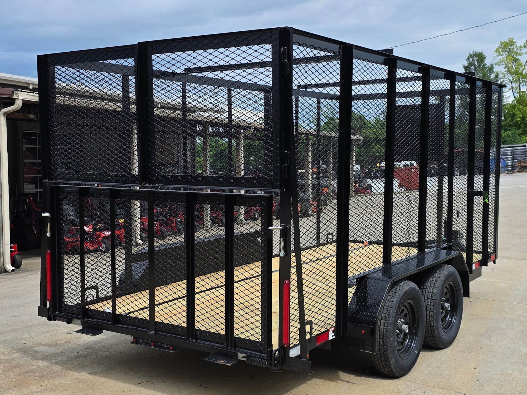 6.4x14 Straight Deck Utility Trailer 6ft Mesh Sides with (2) 3,500lb Axles-Without Roof - Image 13