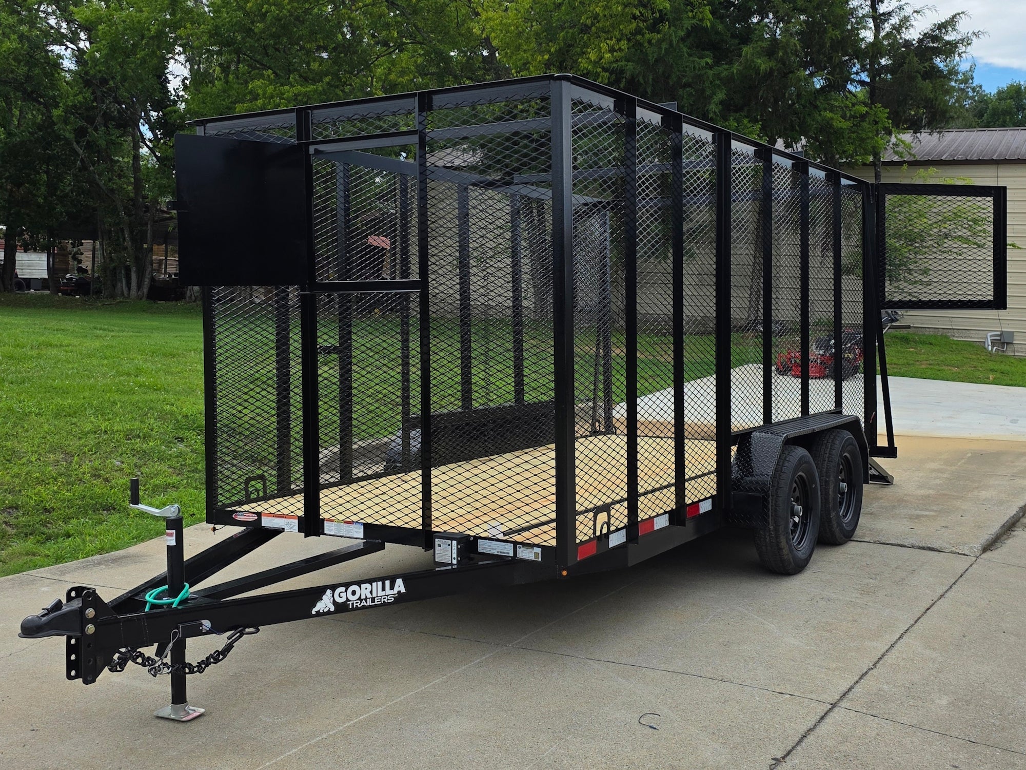 6.4x14 Straight Deck Utility Trailer 6ft Mesh Sides with (2) 3,500lb Axles-Without Roof - Image 1