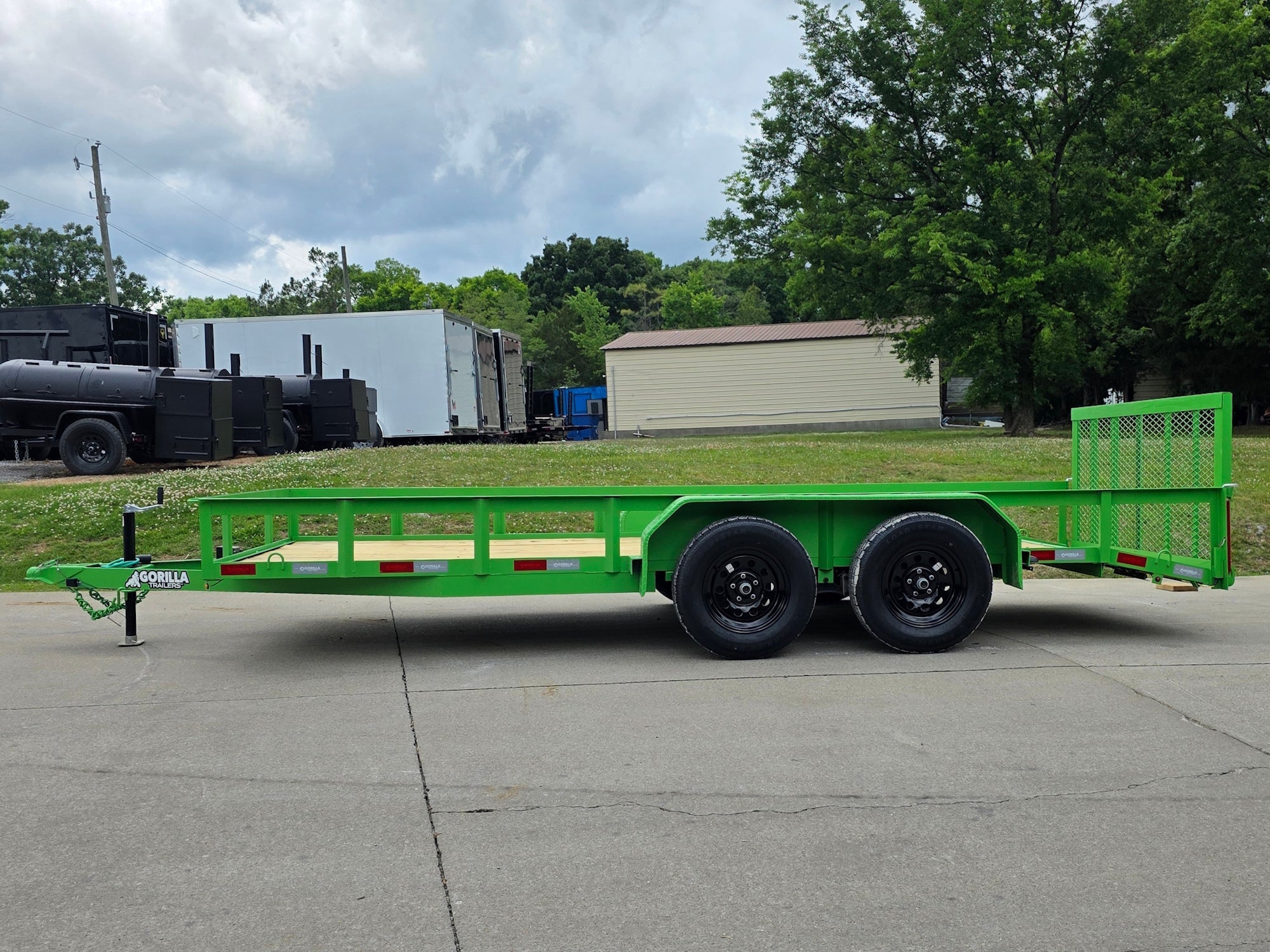 6.4x16 Utility Trailer Double Axle Dovetail with Gate Powder Coated (2) 3500lb 2-Brakes - Image 2