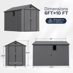 Patiowell 6x10 ft Plastic Shed with Vent, Window & Sloped Roof, Dark Gray - Image 3