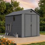 Patiowell 6x10 ft Plastic Shed with Vent, Window & Sloped Roof, Dark Gray - Image 8