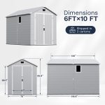 Patiowell 6x10 ft Plastic Shed with Vent, Window & Sloped Roof, Gray - Image 3