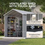 Patiowell 6x10 ft Plastic Shed with Vent, Window & Sloped Roof, Gray - Image 4