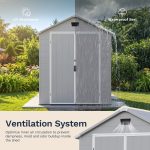 Patiowell 6x10 ft Plastic Shed with Vent, Window & Sloped Roof, Gray - Image 5