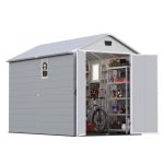 Patiowell 6x10 ft Plastic Shed with Vent, Window & Sloped Roof, Gray - Image 9