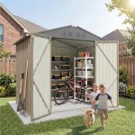 Patiowell 6x4 Metal Shed with Floor Frame, Brown - Image 7