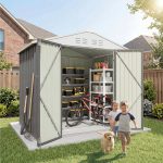 Patiowell 6x4 Metal Shed with Floor Frame, Gray - Image 7