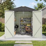 Patiowell 6x4 Metal Shed with Floor Frame, White - Image 2