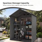 Patiowell 6x4 Plastic Shed with Window, Vent & Sloped Roof, Dark Gray - Image 4