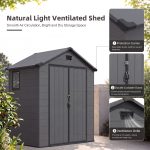 Patiowell 6x4 Plastic Shed with Window, Vent & Sloped Roof, Dark Gray - Image 7