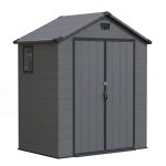 Patiowell 6x4 Plastic Shed with Window, Vent & Sloped Roof, Dark Gray