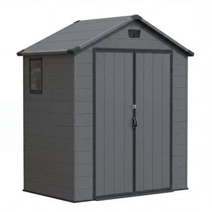 Patiowell 6x4 Plastic Shed with Window, Vent & Sloped Roof, Dark Gray