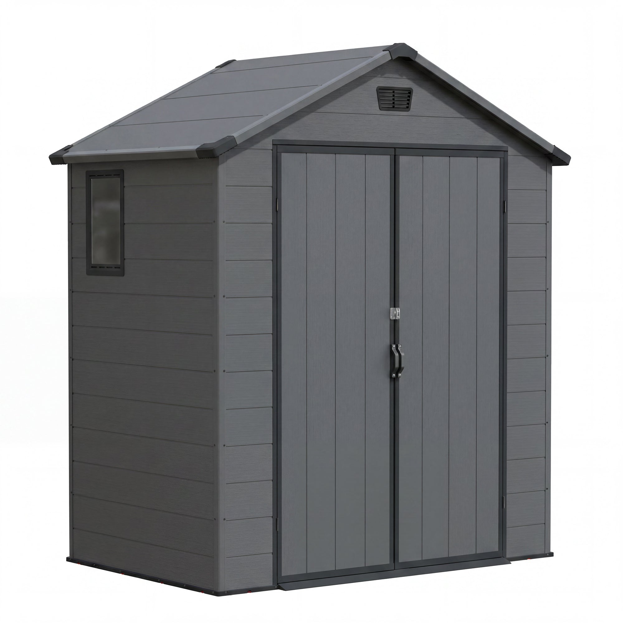 6x4_plastic_shed_with_window_dark_gray_main Patiowell 6x4 Plastic Shed with Window, Vent & Sloped Roof, Dark Gray
