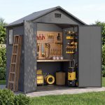 Patiowell 6x4 Plastic Shed with Window, Vent & Sloped Roof, Dark Gray - Image 2