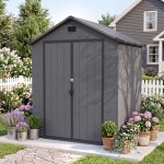Patiowell 6x4 Plastic Shed with Window, Vent & Sloped Roof, Dark Gray - Image 8