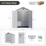 Patiowell 6x4 Plastic Shed with Window, Vent & Sloped Roof, Gray - Image 3