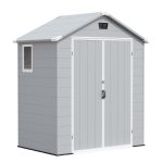 Patiowell 6x4 Plastic Shed with Window, Vent & Sloped Roof, Gray
