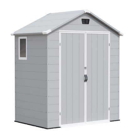 Patiowell 6x4 Plastic Shed with Window, Vent & Sloped Roof, Gray