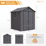 Patiowell 6x6 ft Plastic Shed with Vent, Window & Sloped Roof, Dark Gray - Image 3