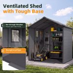 Patiowell 6x6 ft Plastic Shed with Vent, Window & Sloped Roof, Dark Gray - Image 4