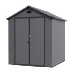 Patiowell 6x6 ft Plastic Shed with Vent, Window & Sloped Roof, Dark Gray