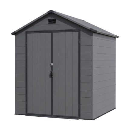 Patiowell 6x6 ft Plastic Shed with Vent, Window & Sloped Roof, Dark Gray