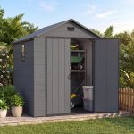 Patiowell 6x6 ft Plastic Shed with Vent, Window & Sloped Roof, Dark Gray - Image 8