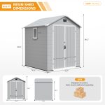 Patiowell 6x6 ft Plastic Shed with Vent, Window & Sloped Roof, Gray - Image 3