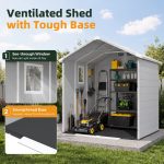 Patiowell 6x6 ft Plastic Shed with Vent, Window & Sloped Roof, Gray - Image 4