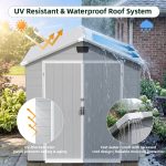 Patiowell 6x6 ft Plastic Shed with Vent, Window & Sloped Roof, Gray - Image 6