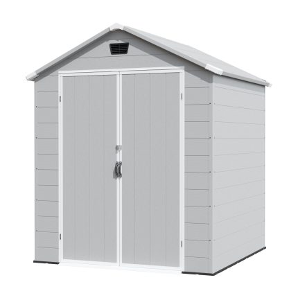 Patiowell 6x6 ft Plastic Shed with Vent, Window & Sloped Roof, Gray