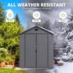 Patiowell 6x8 ft Plastic Shed with Vent, Window & Sloped Roof, Dark Gray - Image 6
