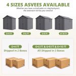 Patiowell 6x8 ft Plastic Shed with Vent, Window & Sloped Roof, Dark Gray - Image 7