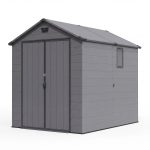 Patiowell 6x8 ft Plastic Shed with Vent, Window & Sloped Roof, Dark Gray