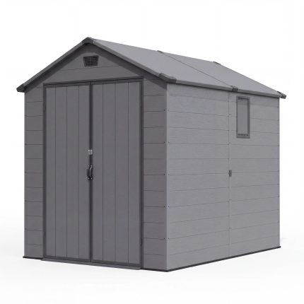Patiowell 6x8 ft Plastic Shed with Vent, Window & Sloped Roof, Dark Gray