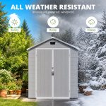 Patiowell 6x8 ft Plastic Shed with Vent, Window & Sloped Roof, Light Gray - Image 4
