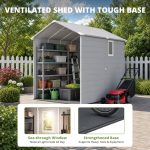 Patiowell 6x8 ft Plastic Shed with Vent, Window & Sloped Roof, Light Gray - Image 6