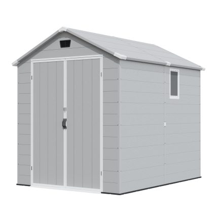 Patiowell 6x8 ft Plastic Shed with Vent, Window & Sloped Roof, Light Gray