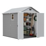 Patiowell 6x8 ft Plastic Shed with Vent, Window & Sloped Roof, Light Gray - Image 9